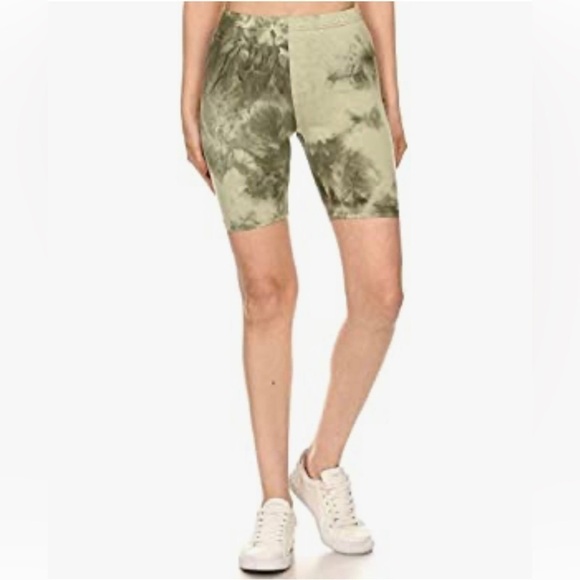 None Pants - Green tye dye bike shorts